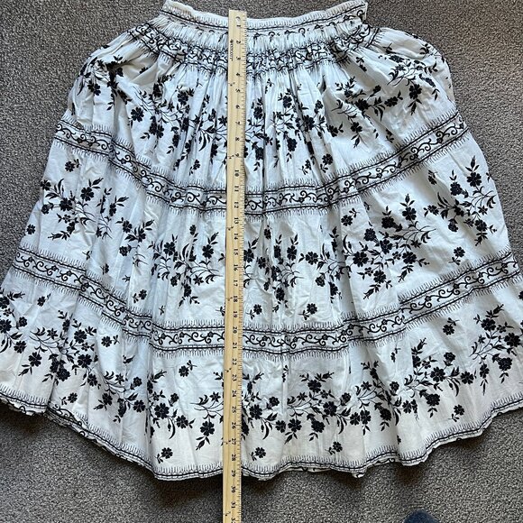 VTG 1950s Koret of California White & Black Floral Pattern Circle Skirt | S - Picture 10 of 12